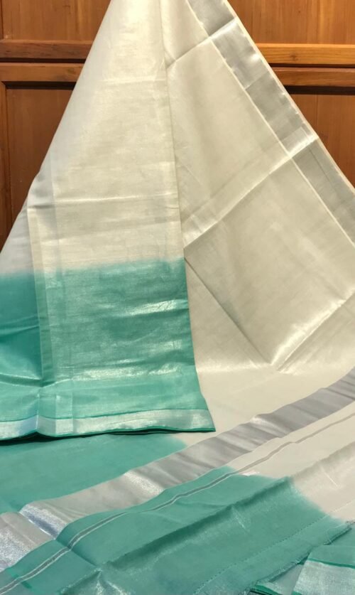 Silver tissue shaded saree with blouse